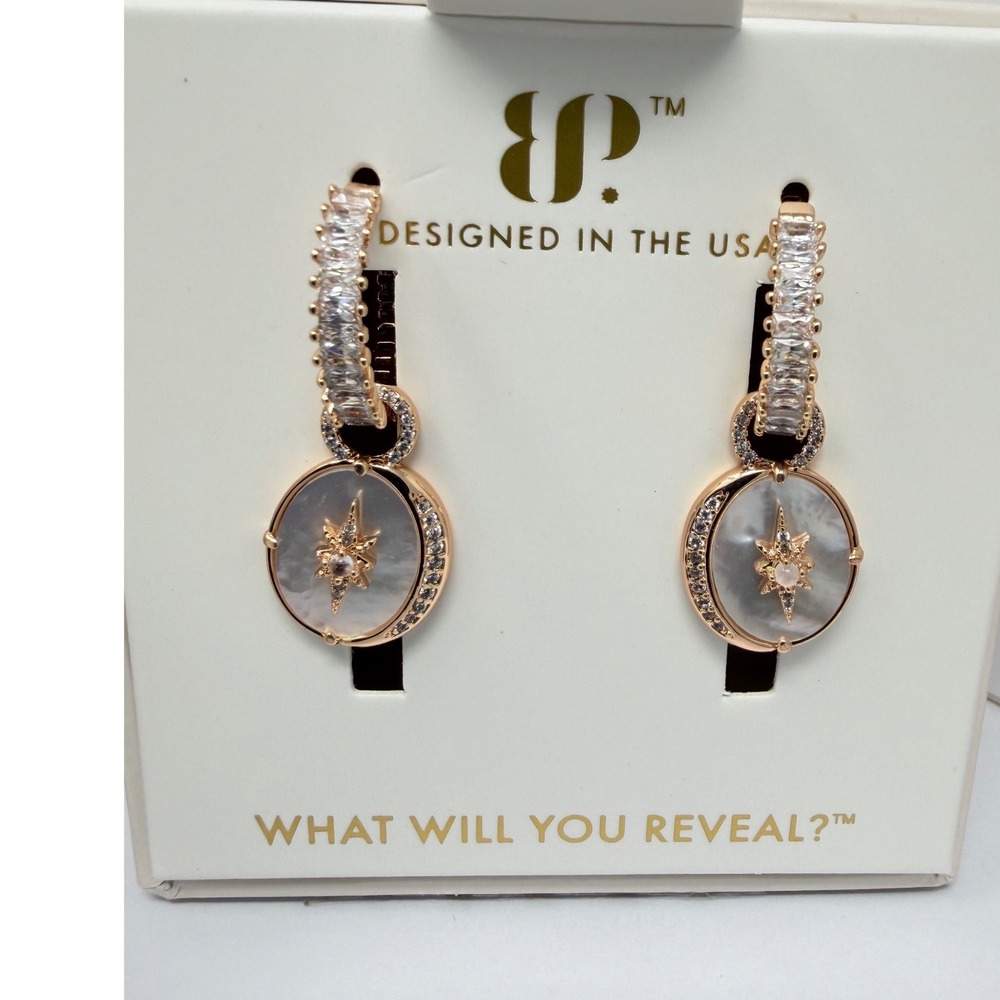 Bomb Party Halo Sanctuary of Souls Moonstone Mother of Pearl Rose Gold Earrings